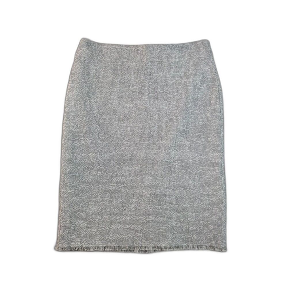 Ann Taylor Gray Tweed Fringe Hem Pencil Skirt Womens Size 6 Career Workwear